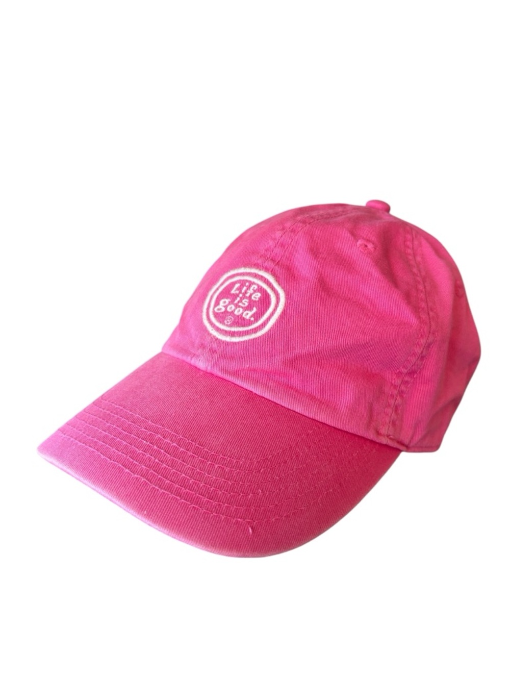 Life Is Good Pink White Logo Canvas Baseball Chill Cap Adjustable Strap Size OS